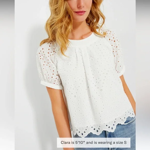 White Eyelet Fontalina Blouse - Picture 1 of 11
